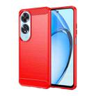 For OPPO A60 Brushed Texture Carbon Fiber TPU Phone Case(Red) - 1