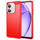 For OPPO A3x 5G India Carbon Fiber Brushed Texture TPU Phone Case(Red) - 1