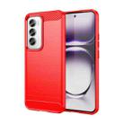 For OPPO Reno12 Pro Global Carbon Fiber Brushed Texture TPU Phone Case(Red) - 1