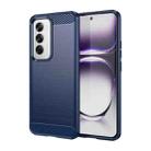 For OPPO Reno12 Global Carbon Fiber Brushed Texture TPU Phone Case(Blue) - 1