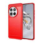 For OnePlus 12 Brushed Texture Carbon Fiber TPU Phone Case(Red) - 1