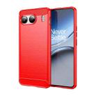 For OnePlus Nord 4 Brushed Texture Carbon Fiber TPU Phone Case(Red) - 1