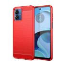 For Motorola Moto G14 Brushed Texture Carbon Fiber TPU Phone Case(Red) - 1