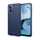 For Motorola Moto G14 Brushed Texture Carbon Fiber TPU Phone Case(Blue) - 1