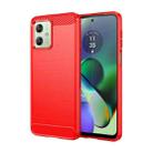 For Motorola Moto G54 Global Brushed Texture Carbon Fiber TPU Phone Case(Red) - 1