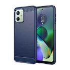 For Motorola Moto G54 Global Brushed Texture Carbon Fiber TPU Phone Case(Blue) - 1