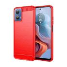 For Motorola Moto G34 Brushed Texture Carbon Fiber TPU Phone Case(Red) - 1