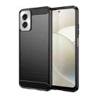 For Motorola Moto G Power 2024 Brushed Texture Carbon Fiber TPU Phone Case(Black) - 1