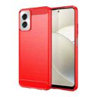 For Motorola Moto G Power 2024 Brushed Texture Carbon Fiber TPU Phone Case(Red) - 1