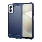 For Motorola Moto G Power 2024 Brushed Texture Carbon Fiber TPU Phone Case(Blue) - 1