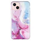 IMD Marble TPU Phone Case For iPhone 15(Pink Blue) - 1