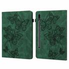 For Samsung Galaxy Tab S9 Embossed Butterfly Pattern Leather Tablet Case(Green) - 1
