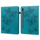 For Samsung Galaxy Tab S9 Embossed Butterfly Pattern Leather Tablet Case(Blue) - 1