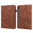 For Samsung Galaxy Tab S9 Lace Flower Embossing Pattern Leather Tablet Case(Brown) - 1