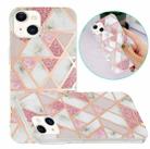 Electroplating Soft TPU Phone Case For iPhone 15(Pink White Rhombus) - 1