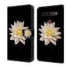 For LG K51S Crystal 3D Shockproof Protective Leather Phone Case(White Flower) - 1