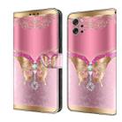 For LG Q92 5G Crystal 3D Shockproof Protective Leather Phone Case(Pink Bottom Butterfly) - 1