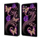 For LG Q92 5G Crystal 3D Shockproof Protective Leather Phone Case(Purple Flower Butterfly) - 1