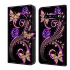 For LG V60 ThinQ 5G Crystal 3D Shockproof Protective Leather Phone Case(Purple Flower Butterfly) - 1