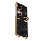 For Huawei P50 Pocket Plating Gradient Color Glitter Phone Case With Ring Holder(Black) - 1