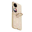 For Huawei P50 Pocket Plating Gradient Color Glitter Phone Case With Ring Holder(Gold) - 1