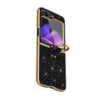 For Samsung Galaxy Z Flip5 Plating Gradient Color Glitter Phone Case With Ring Holder(Black) - 1