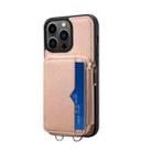 For iPhone 15 Pro Zipper Card Slot Phone Case(Pink) - 1