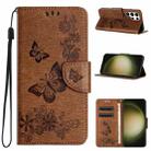 For Samsung Galaxy S24 Ultra 5G Butterfly Embossed Flip Leather Phone Case(Brown) - 1