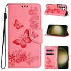 For Samsung Galaxy S24 Ultra 5G Butterfly Embossed Flip Leather Phone Case(Pink) - 1