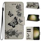 For Samsung Galaxy S24 Ultra 5G Butterfly Embossed Flip Leather Phone Case(Grey) - 1