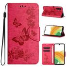 For Samsung Galaxy A35 Butterfly Embossed Flip Leather Phone Case(Red) - 1