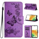 For Samsung Galaxy A55 Butterfly Embossed Flip Leather Phone Case(Purple) - 1