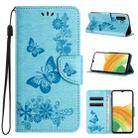 For Samsung Galaxy A55 Butterfly Embossed Flip Leather Phone Case(Blue) - 1