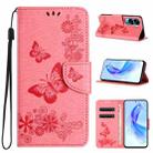 For Honor 90 Lite Butterfly Embossed Flip Leather Phone Case(Pink) - 1