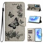 For Honor 90 Lite Butterfly Embossed Flip Leather Phone Case(Grey) - 1