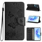 For Honor 90 Lite Butterfly Embossed Flip Leather Phone Case(Black) - 1