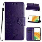 For Samsung Galaxy A24 / A25 5G Butterfly Flower Pattern Flip Leather Phone Case(Dark Purple) - 1