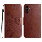 For Samsung Galaxy A05s Butterfly Flower Pattern Flip Leather Phone Case(Brown) - 1