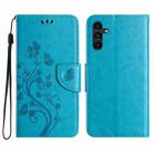 For Samsung Galaxy A05s Butterfly Flower Pattern Flip Leather Phone Case(Blue) - 1