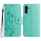 For Samsung Galaxy A05s Butterfly Flower Pattern Flip Leather Phone Case(Green) - 1