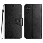 For Samsung Galaxy A05s Butterfly Flower Pattern Flip Leather Phone Case(Black) - 1