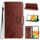 For Samsung Galaxy A15 Butterfly Flower Pattern Flip Leather Phone Case(Brown) - 1
