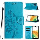 For Samsung Galaxy A55 Butterfly Flower Pattern Flip Leather Phone Case(Blue) - 1