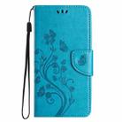 For Samsung Galaxy A55 Butterfly Flower Pattern Flip Leather Phone Case(Blue) - 2