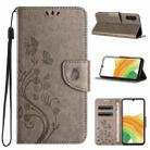 For Samsung Galaxy A55 Butterfly Flower Pattern Flip Leather Phone Case(Grey) - 1