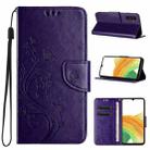 For Samsung Galaxy A55 Butterfly Flower Pattern Flip Leather Phone Case(Dark Purple) - 1