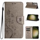 For Samsung Galaxy S24 Ultra 5G Butterfly Flower Pattern Flip Leather Phone Case(Grey) - 1