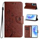 For Honor 90 Lite Butterfly Flower Pattern Flip Leather Phone Case(Brown) - 1