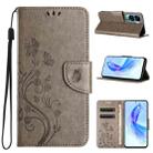 For Honor 90 Lite Butterfly Flower Pattern Flip Leather Phone Case(Grey) - 1