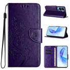 For Honor 90 Lite Butterfly Flower Pattern Flip Leather Phone Case(Dark Purple) - 1